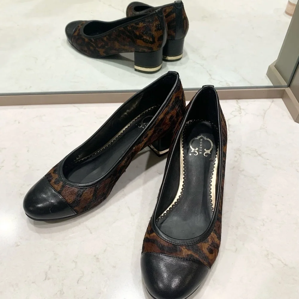 c. Wonder Leopard calf hair and leather pumps Sz 6 1/2 - Picture 10 of 10